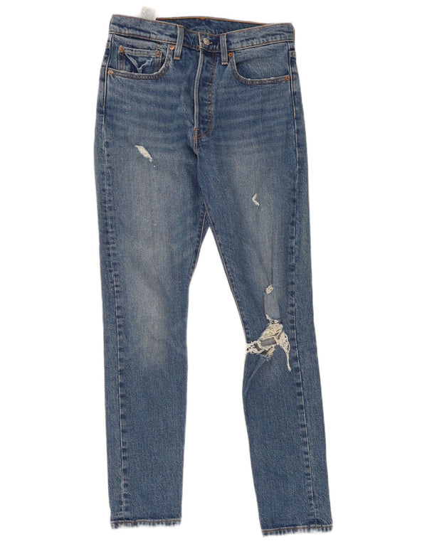 Calça jeans feminina Levi's 501 Distressed Slim W27 L30 azul algodão