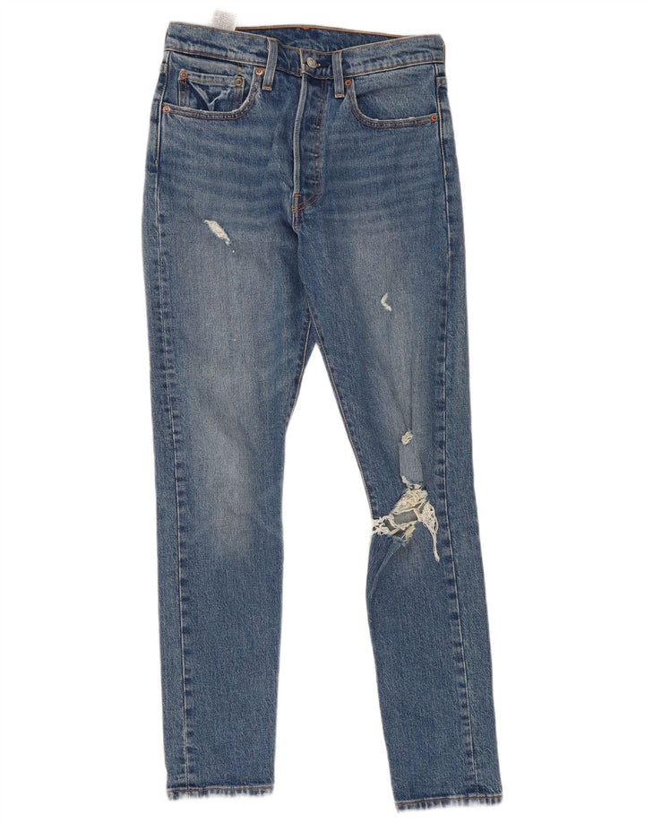 Calça jeans feminina Levi's 501 Distressed Slim W27 L30 azul algodão