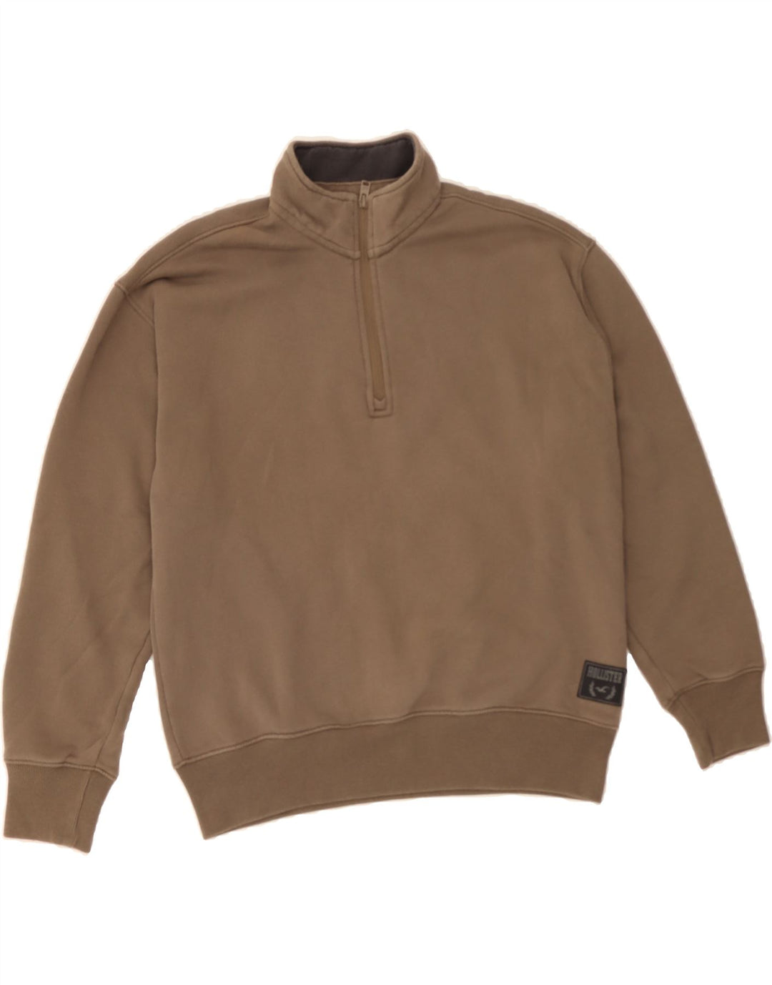 HOLLISTER Mens Zip Neck Sweatshirt Jumper XS Brown Cotton Vintage Hollister and Second-Hand Hollister from Messina Hembry 