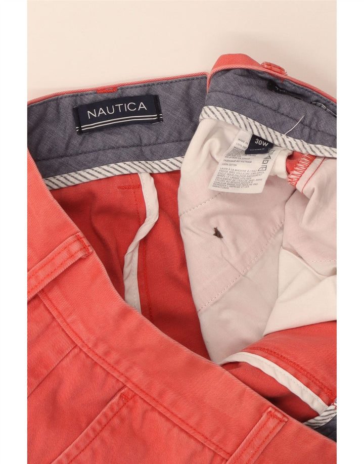 Nautica Mens Chino Shorts W30 Médio Algodão Vermelho