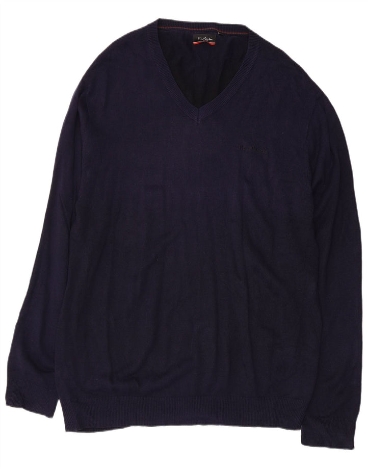 Suéter masculino PIERRE CARDIN com decote em V 2XL azul marinho acrílico