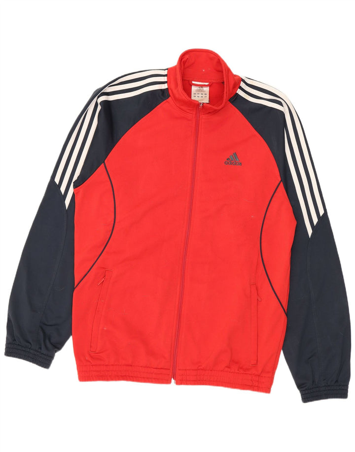 Adidas Mens Tracksuit Top Jacket UK 38/40 Médio Vermelho Colorblock Poliéster