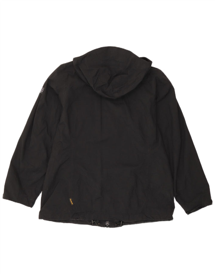 Jaqueta corta-vento feminina com capuz Jack Wolfskin Reino Unido 18 XL preto poliamida
