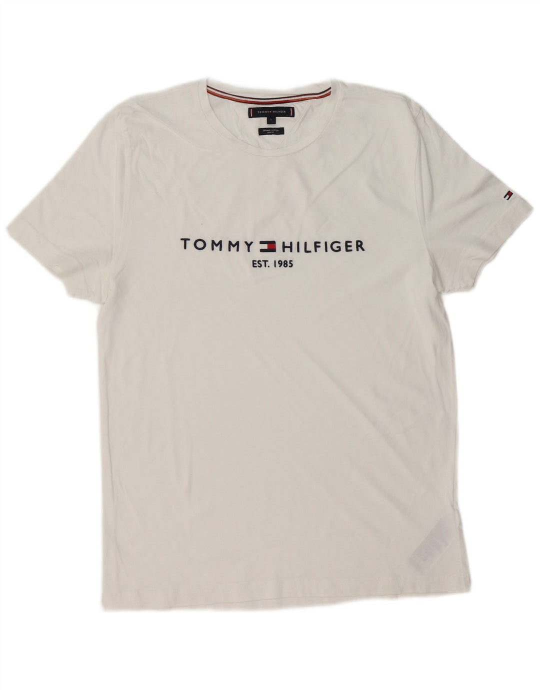 TOMMY HILFIGER Camiseta masculina slim fit gráfica top grande algodão branco