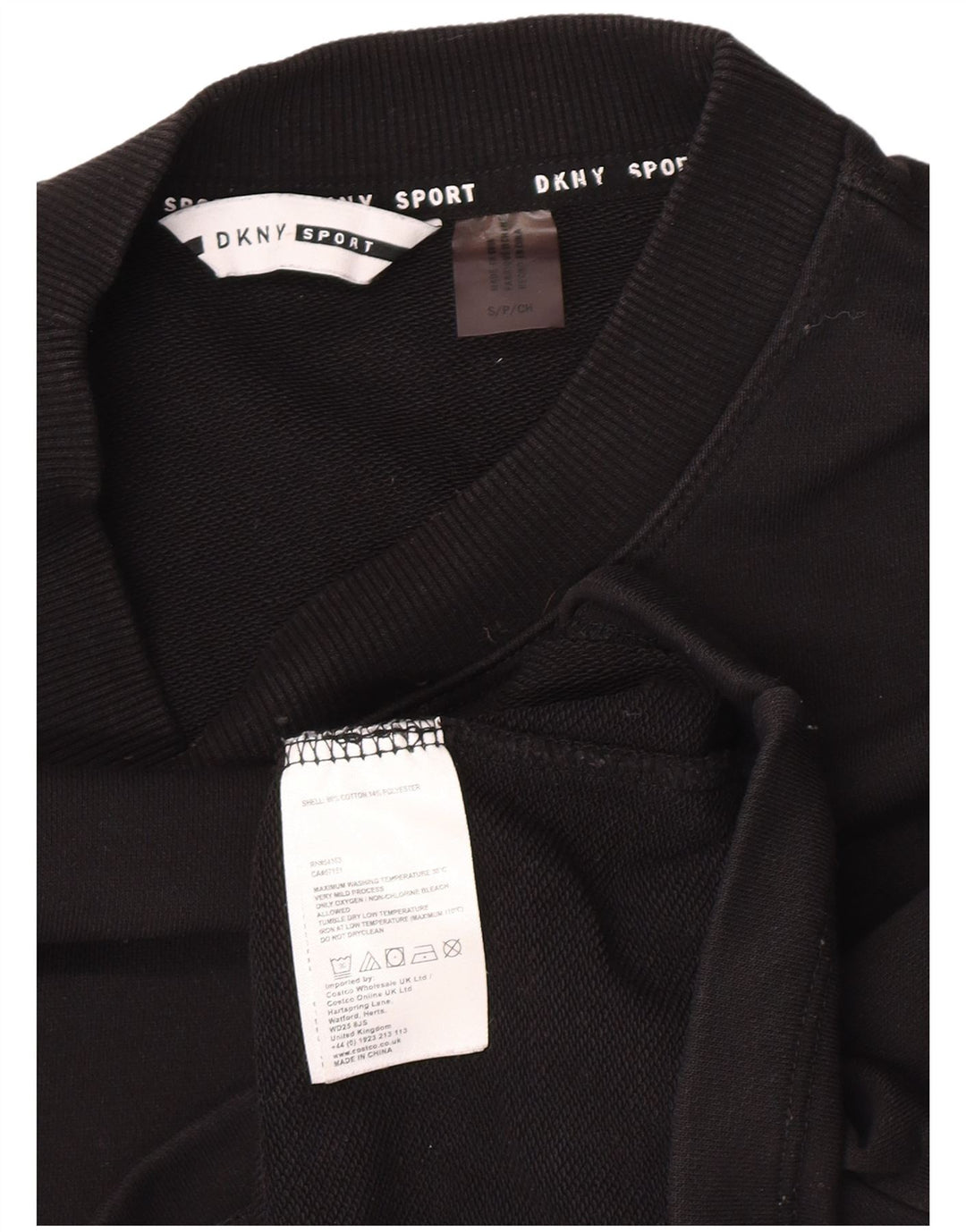 Dkny moletom feminino grande com estampa gráfica UK 10 pequeno algodão preto