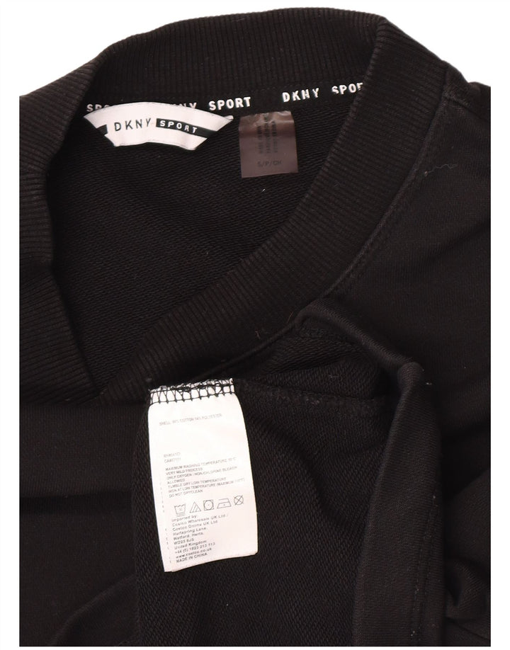 Dkny moletom feminino grande com estampa gráfica UK 10 pequeno algodão preto