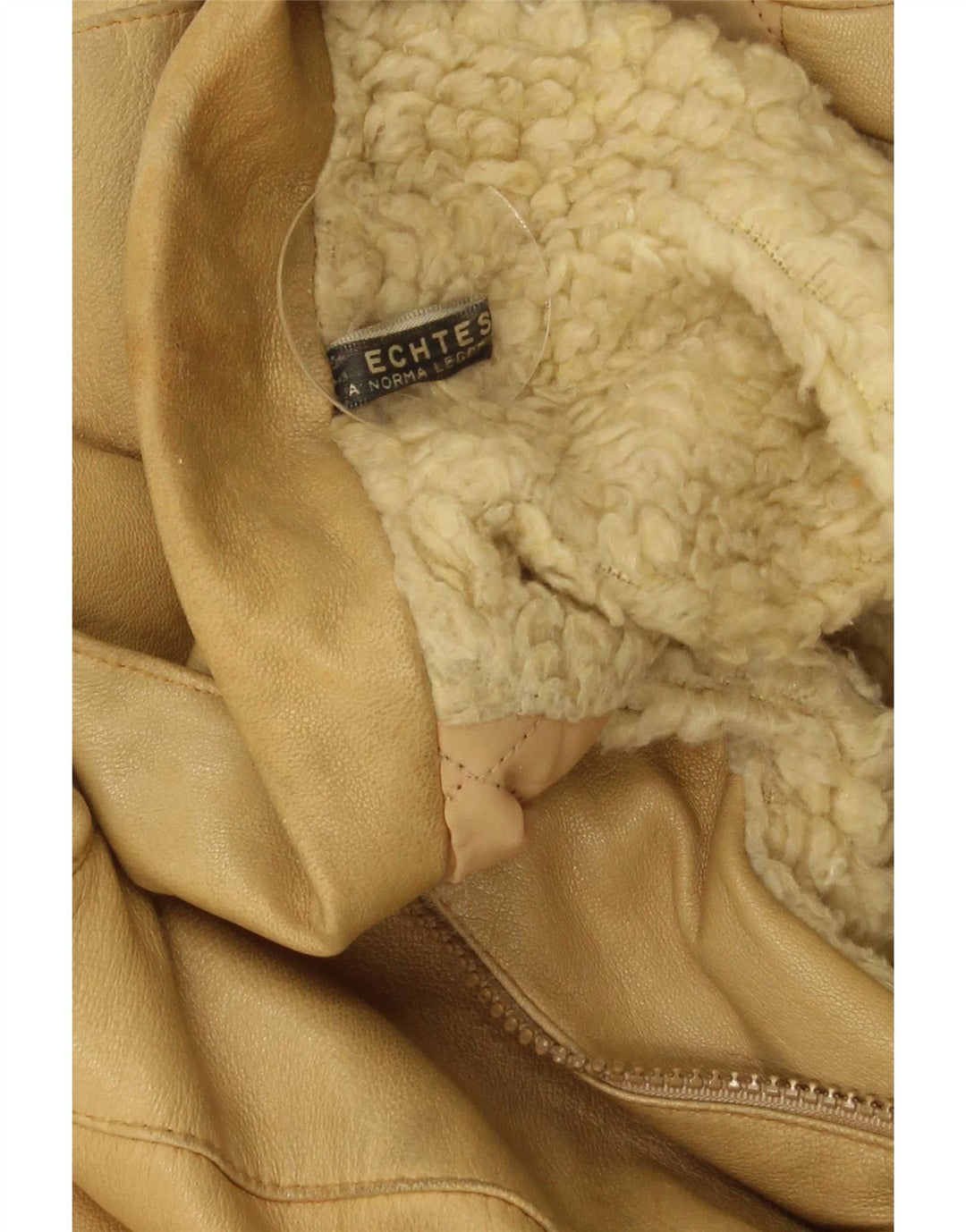 Jaqueta de couro Sherpa masculina vintage IT 52 XL couro bege