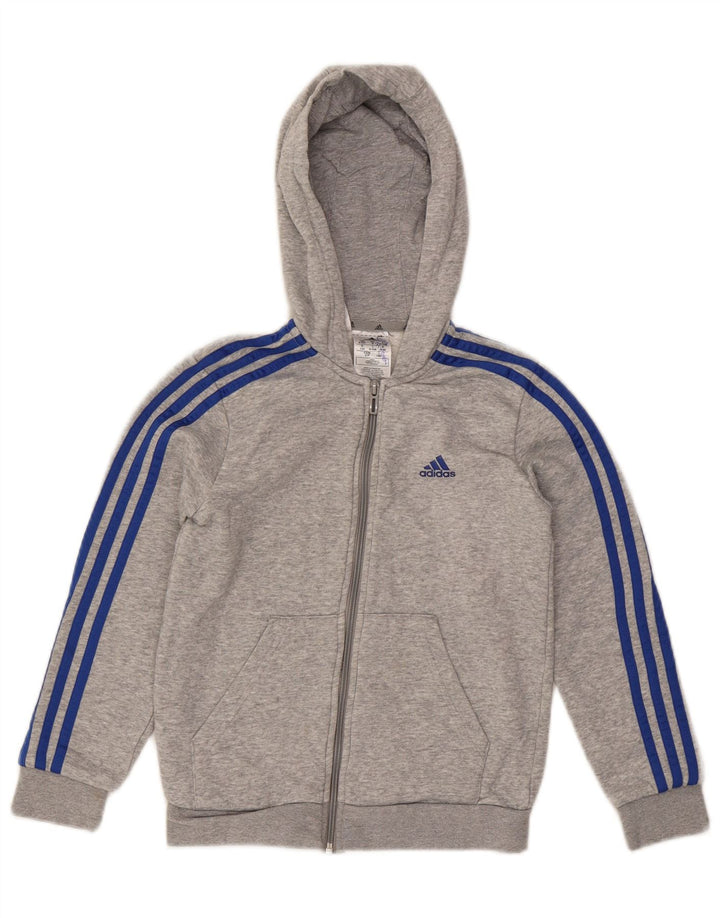 Suéter adidas masculino com capuz e zíper 9-10 anos algodão cinza