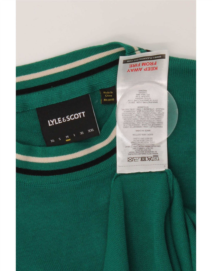 Suéter masculino Lyle & Scott com ajuste regular e gola redonda, algodão verde médio