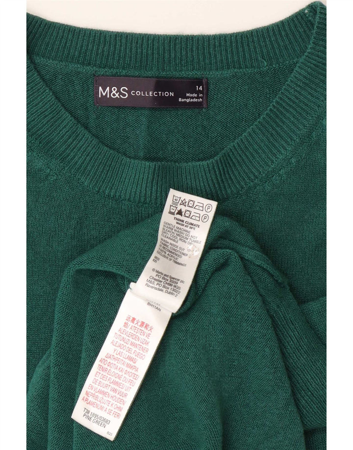 Suéter feminino Marks & Spencer com gola redonda Reino Unido 14 acrílico verde médio