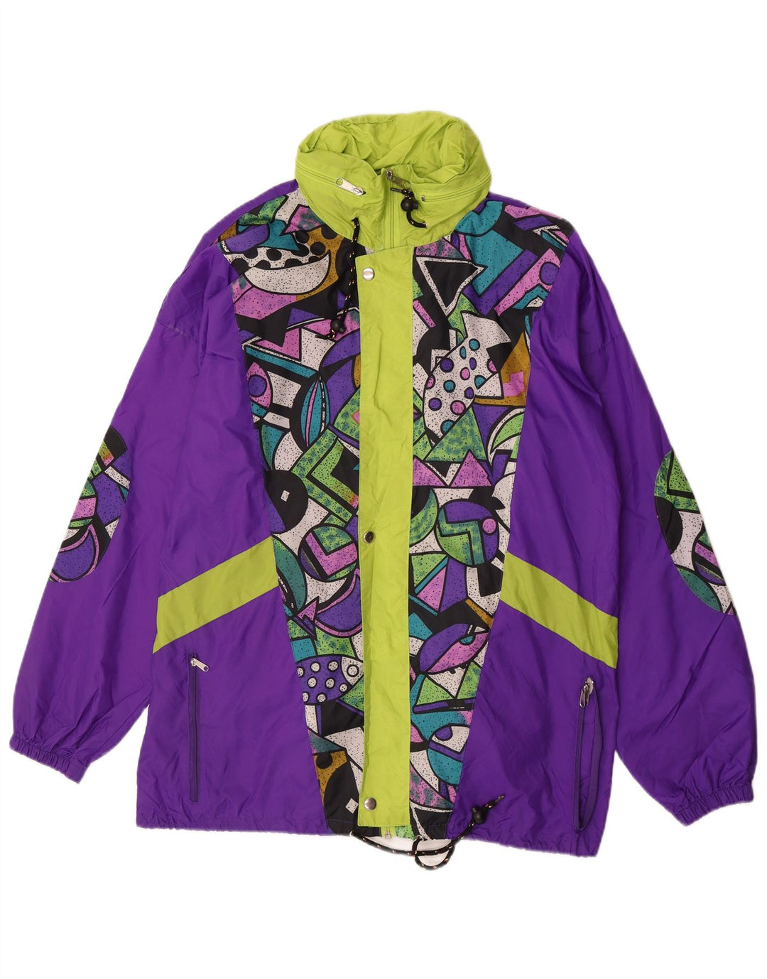 Jaqueta de chuva masculina ativa UK 40 grande poliamida geométrica roxa