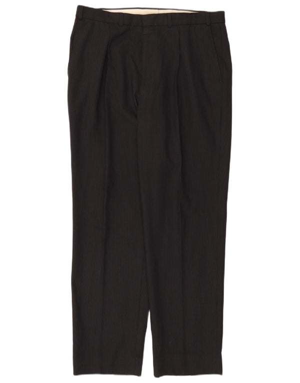 Calça masculina de terno Marks & Spencer W36 L33 preta listrada de poliéster