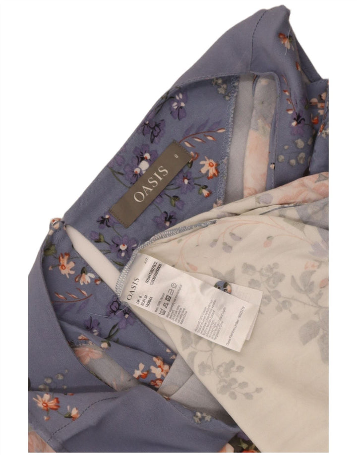 Blusa feminina sem mangas Oasis UK 8 pequena viscose floral multicolorida
