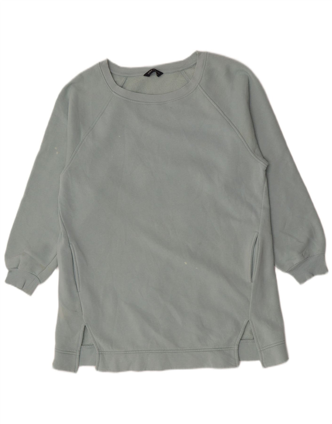 Suéter feminino Marks & Spencer Longline com capuz Reino Unido 14 algodão azul médio