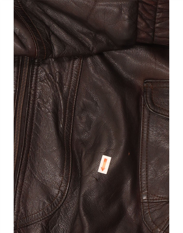 Jaqueta de couro masculina Milan UK 40 grande marrom