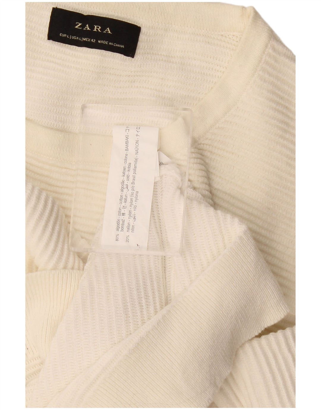 Suéter masculino Zara com gola redonda, grande algodão branco