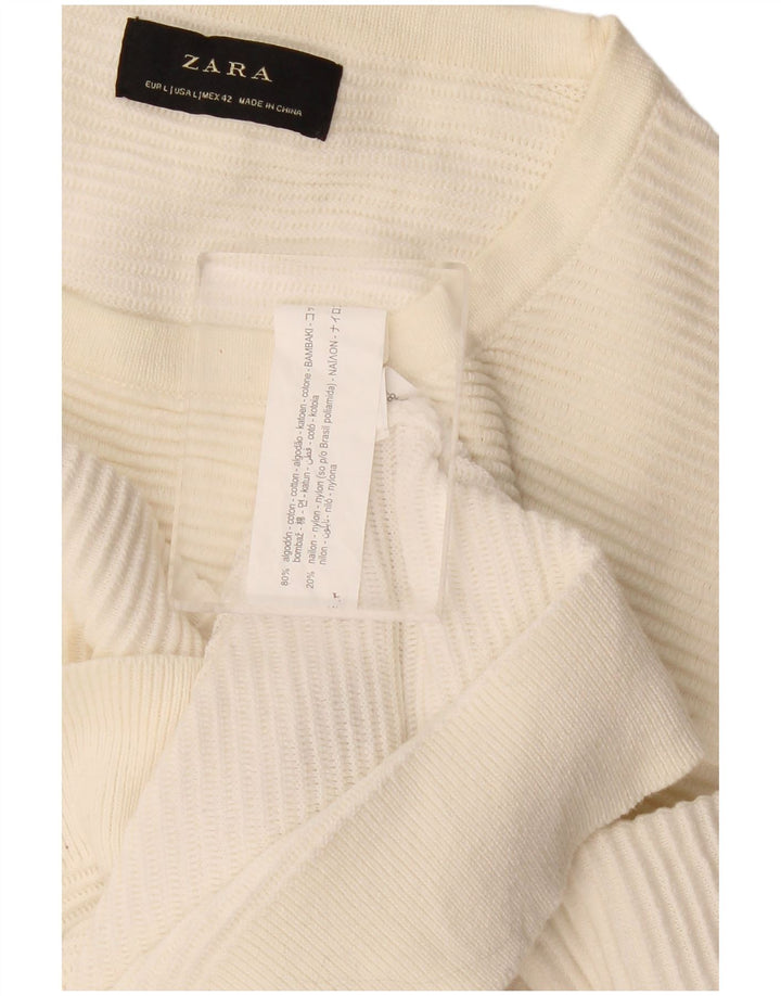 Suéter masculino Zara com gola redonda, grande algodão branco