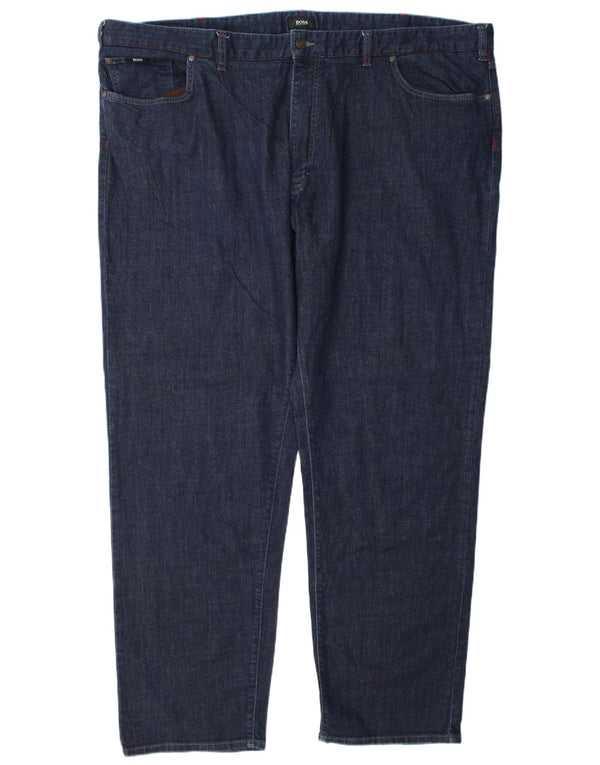 Hugo Boss Mens Straight Jeans W48 L34 Azul Marinho Algodão