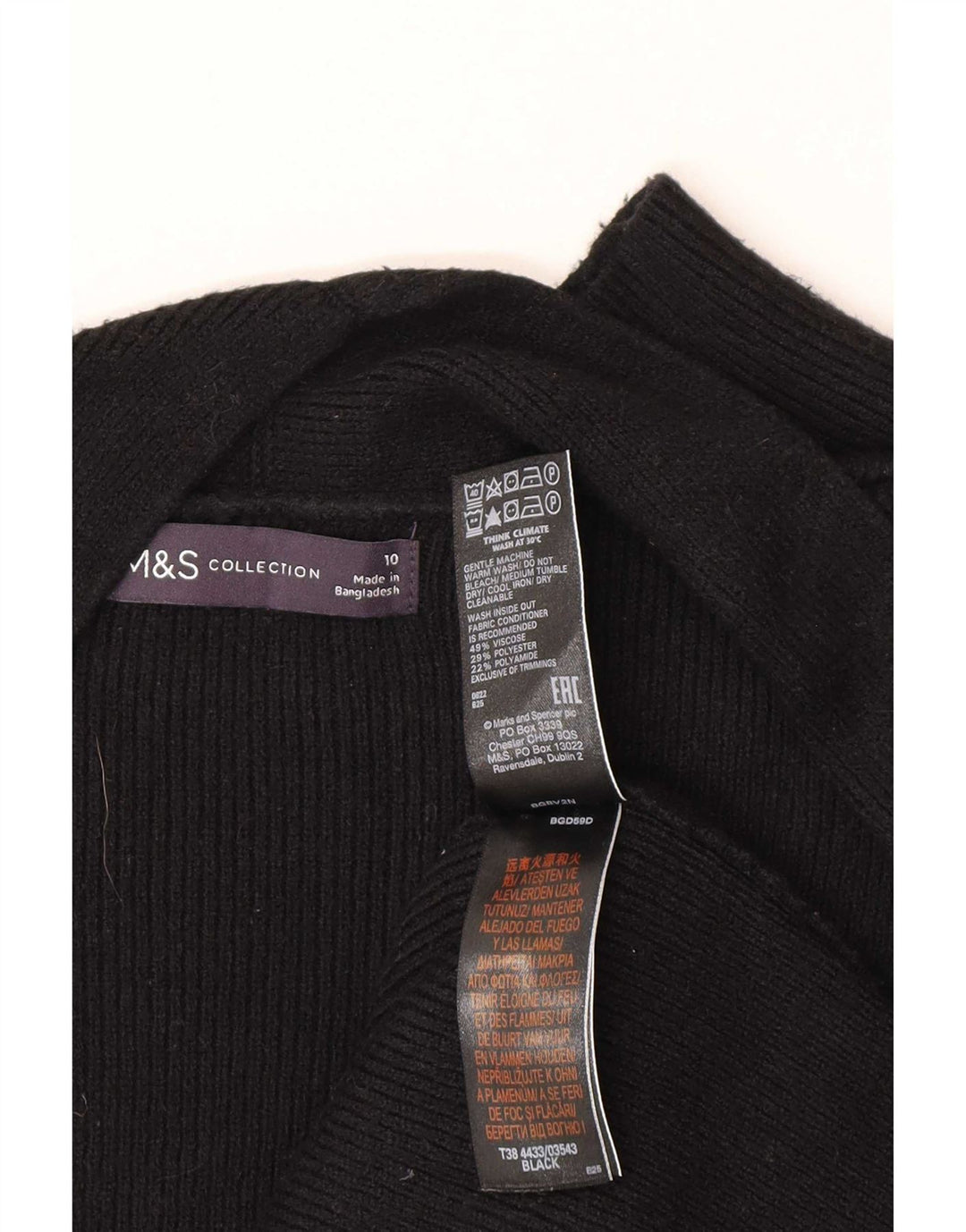 Suéter cardigã feminino Longline Marks & Spencer Reino Unido 10 pequeno preto