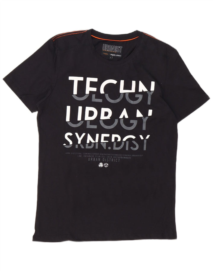 ANGELO LITRICO Camiseta masculina gráfica top pequeno algodão preto