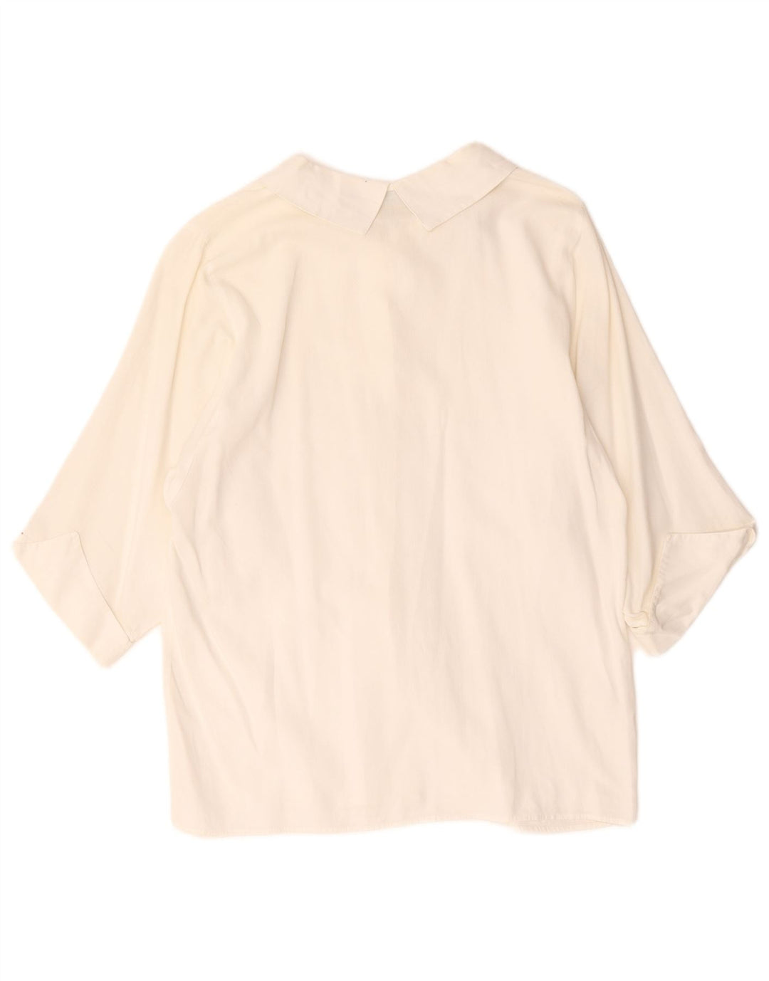 Camisa feminina Benetton manga 3/4 Reino Unido 12 algodão branco médio