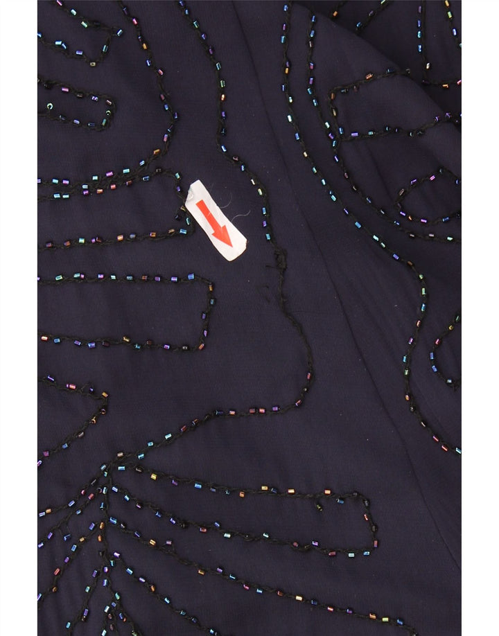 Vestido feminino Marks & Spencer sem mangas evasê Reino Unido 16 grande roxo poliéster