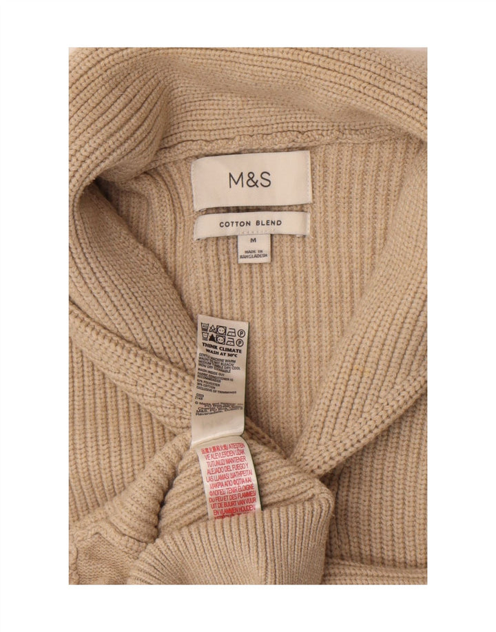 Suéter cardigã masculino Marks & Spencer poliéster bege médio