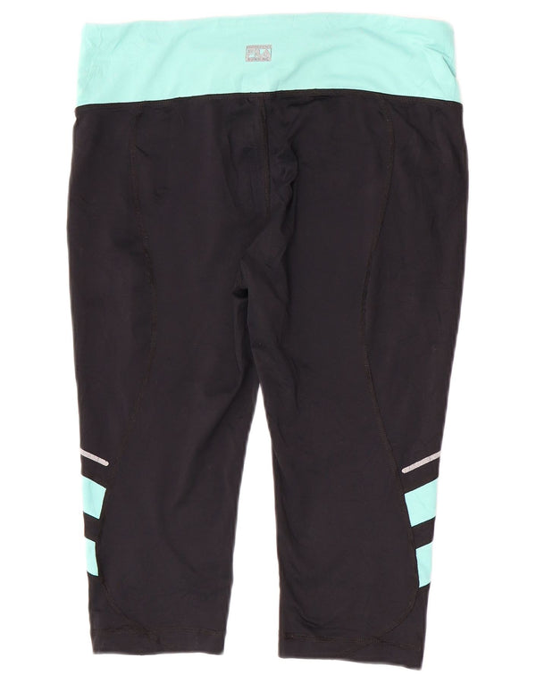 Fila Womens Capri Leggings UK 12 Medium Black Colourblock