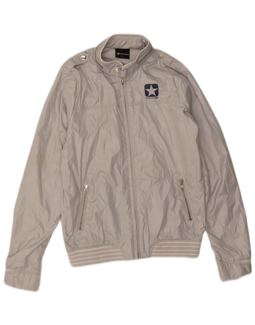 Jaqueta de chuva militar masculina Converse UK 36 poliéster cinza pequeno