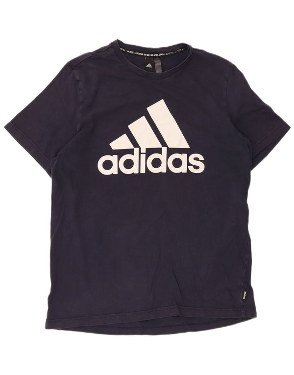 Adidas Mens Graphic T-Shirt Top Grande Algodão Azul Marinho