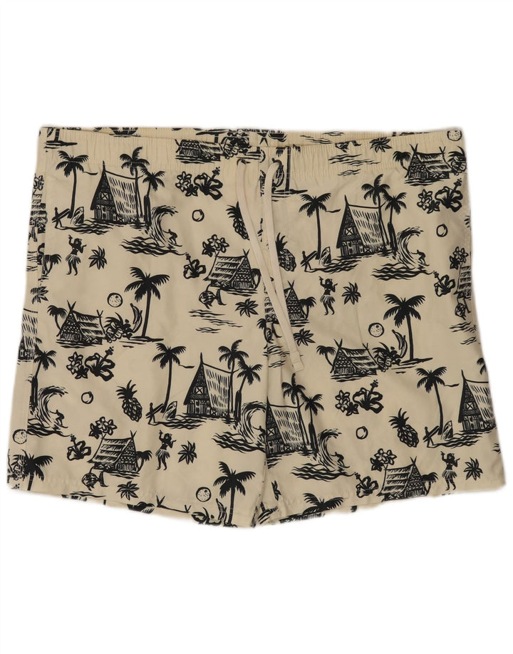 Sundek Mens Graphic Natação Shorts 2XL Poliéster Off White