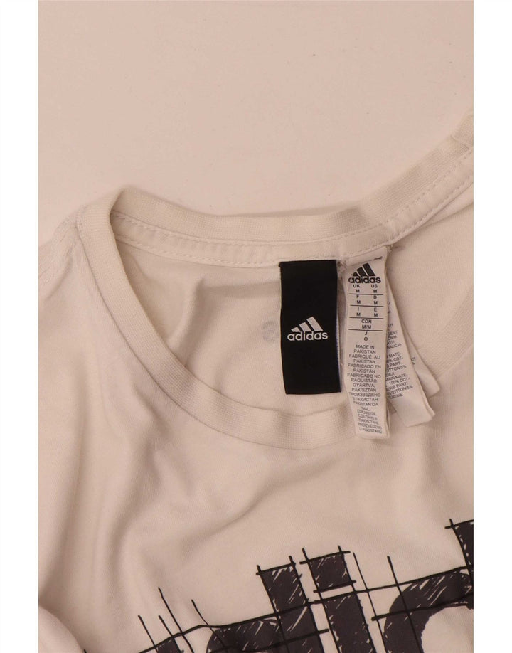 Adidas Mens Graphic T-Shirt Top Médio Algodão Branco