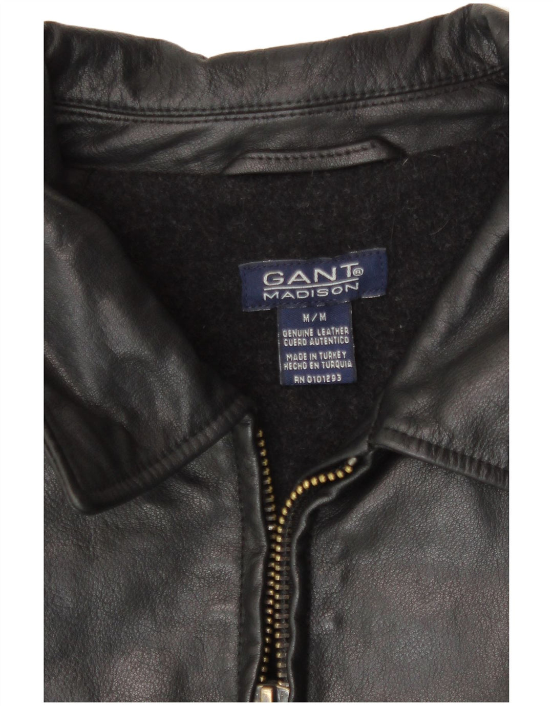 Jaqueta de couro masculina Gant UK 38 couro preto médio