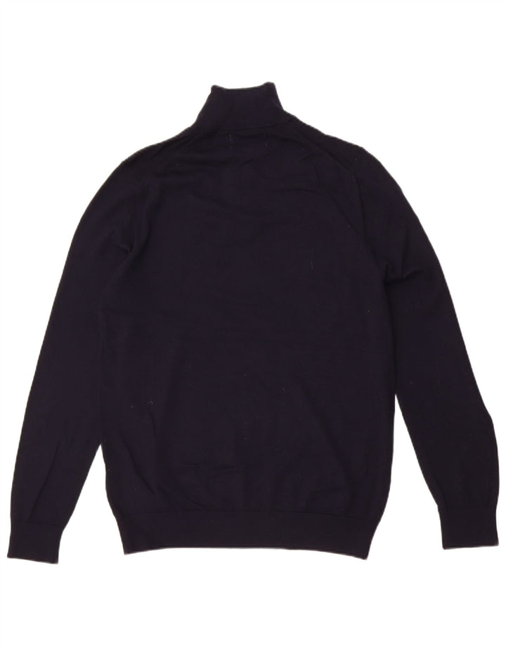 Suéter masculino Marks & Spencer Autograph com zíper e gola média azul marinho