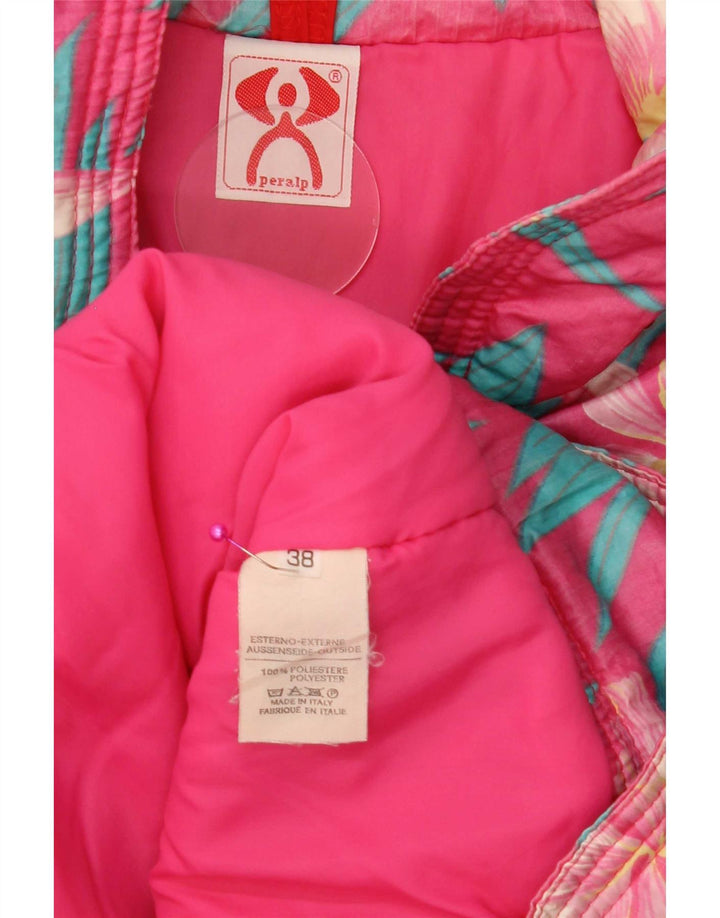 Jaqueta de esqui superdimensionada à prova de vento feminina Peralp IT 38 XS poliéster floral rosa