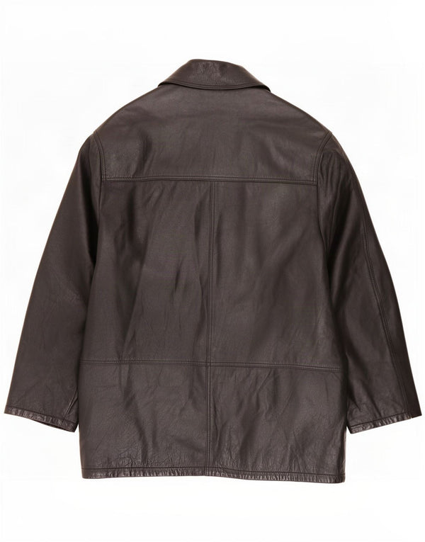Casaco de couro masculino vintage IT 48 médio preto
