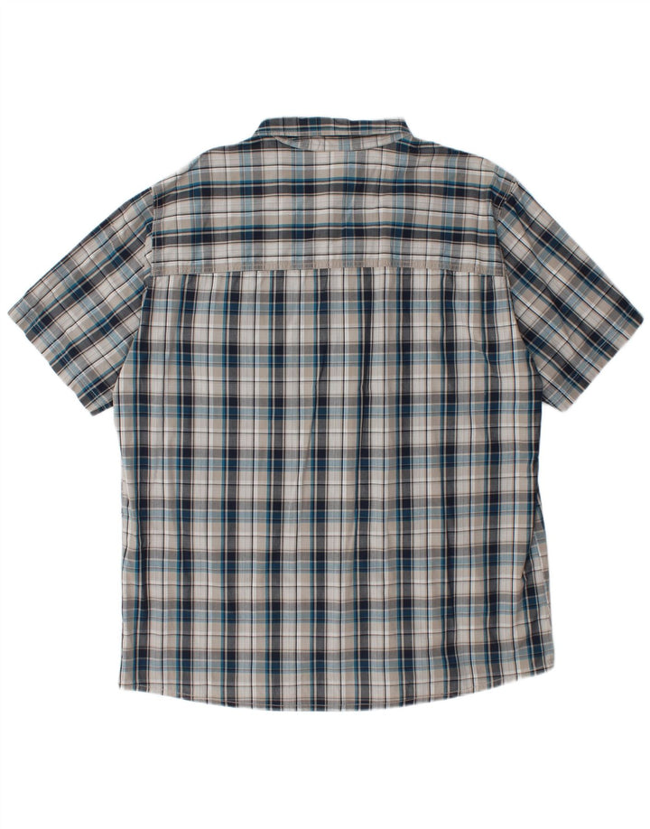 Camisa masculina de manga curta JACK WOLFSKIN Reino Unido 48 2XL algodão xadrez azul