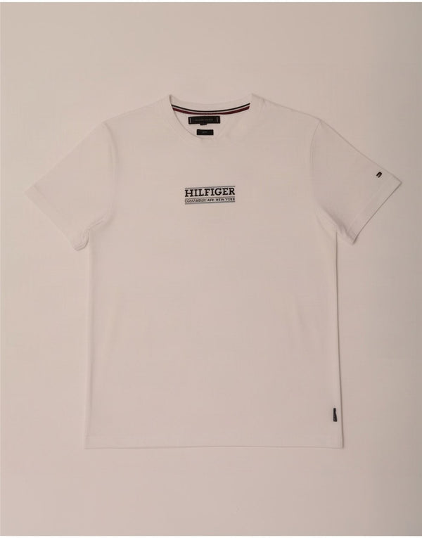 Camiseta masculina Tommy Hilfiger Slim Fit gráfica Top XL algodão branco