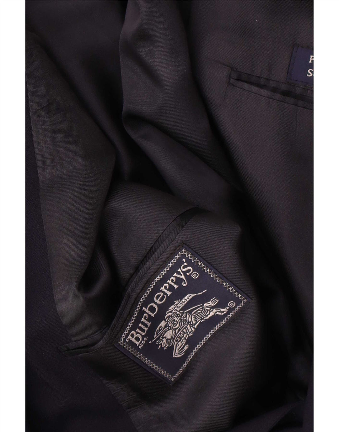 Jaqueta blazer masculina Burberrys com peito duplo Reino Unido 40 grande lã azul marinho