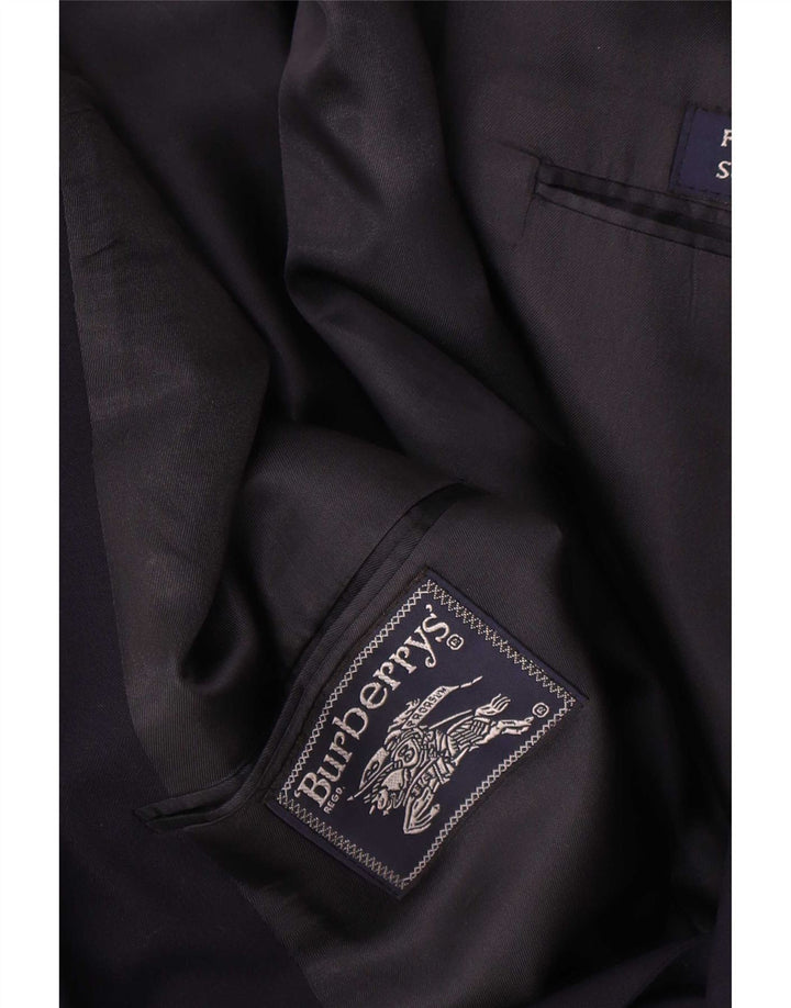 Jaqueta blazer masculina Burberrys com peito duplo Reino Unido 40 grande lã azul marinho