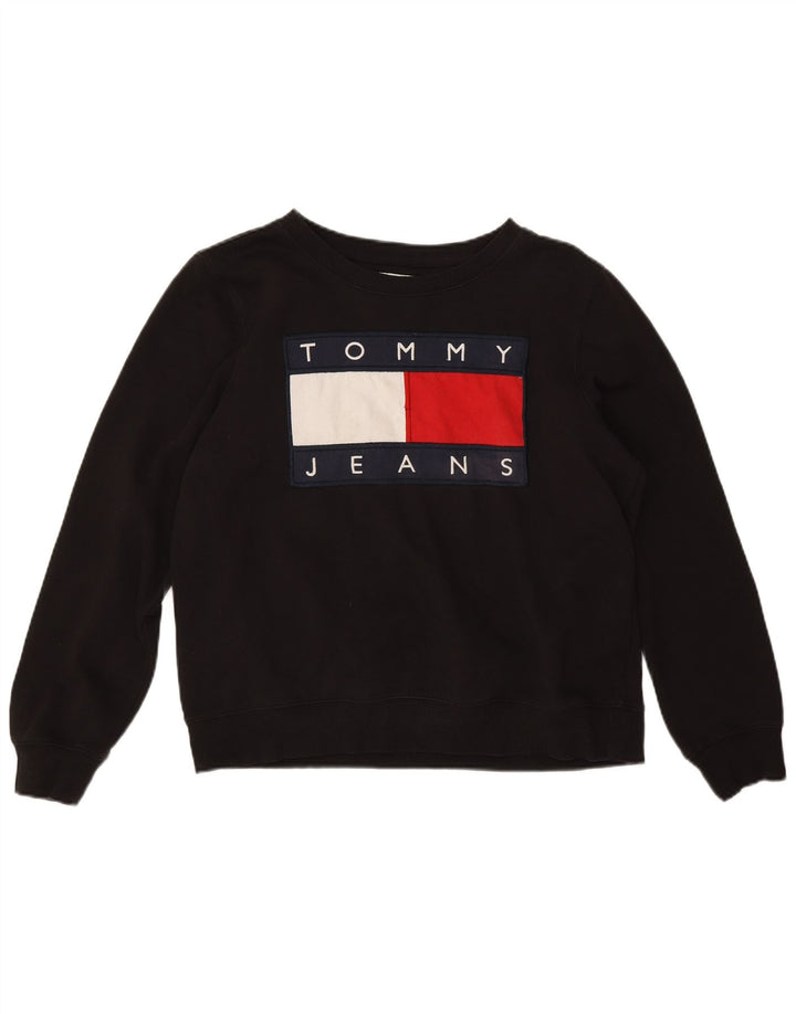 Tommy Hilfiger moletom gráfico masculino jumper pequeno algodão preto