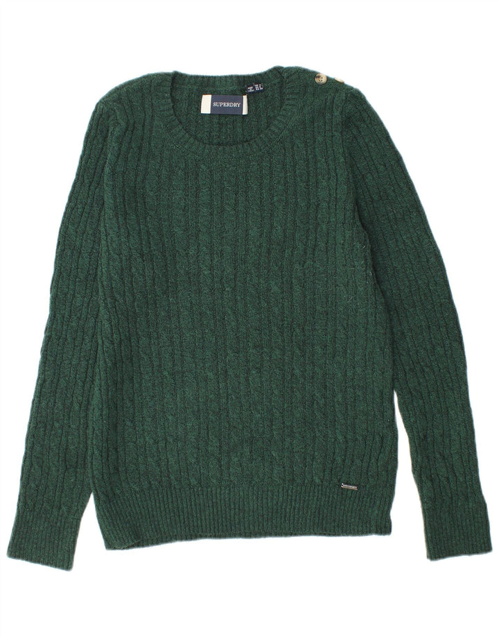 Suéter feminino Superdry com gola redonda UK 12 acrílico verde médio