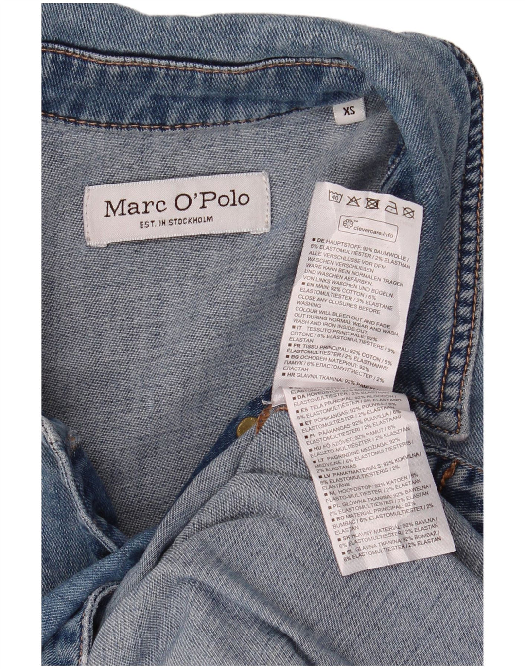 MARC O'POLO Vestido feminino Estocolmo manga curta jeans Reino Unido 4 XS azul