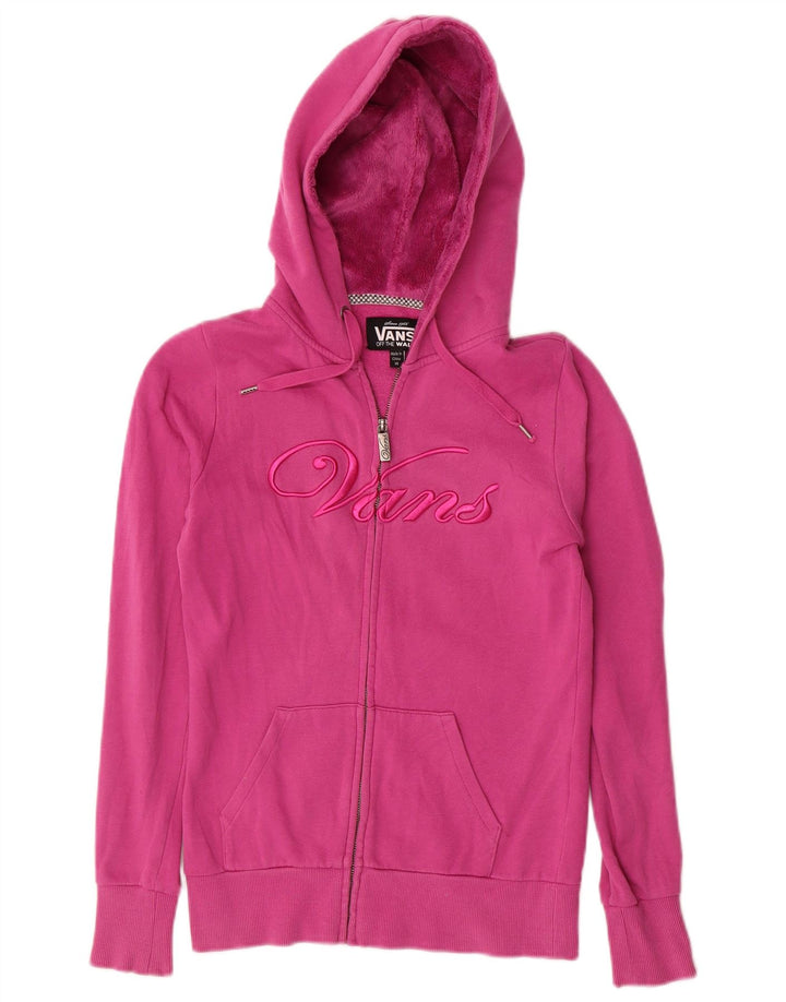 Suéter VANS feminino com capuz e zíper gráfico UK 6 XS rosa