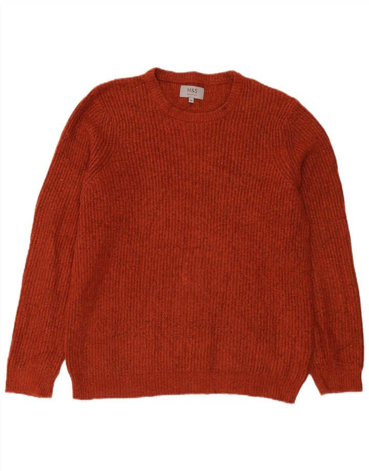 Suéter masculino Marks & Spencer com gola redonda, acrílico médio vinho