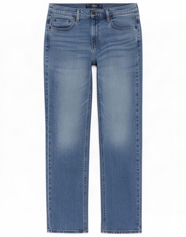 Hollister Mens Straight Jeans W32 L32 Azul Algodão