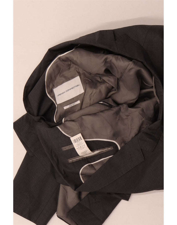 Jaqueta blazer masculina de 2 botões Slim Fit da French Connection IT 52 XL lã cinza