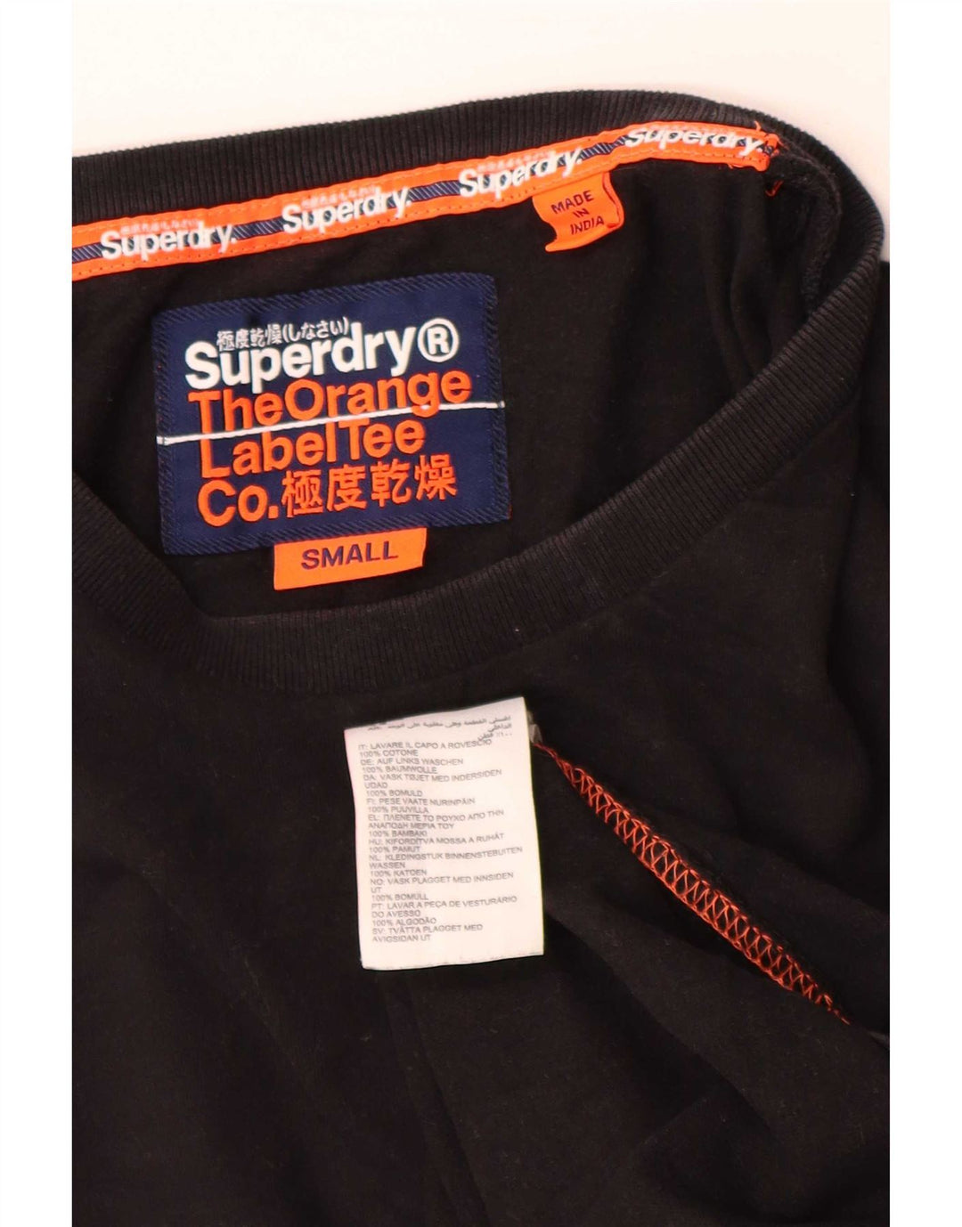 Camiseta masculina Superdry Top pequeno algodão preto