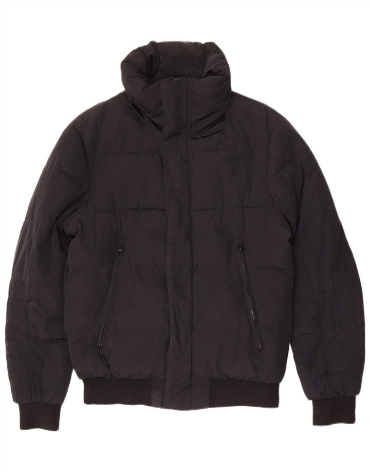Jaqueta acolchoada com capuz masculina Zara UK 40 grande preta