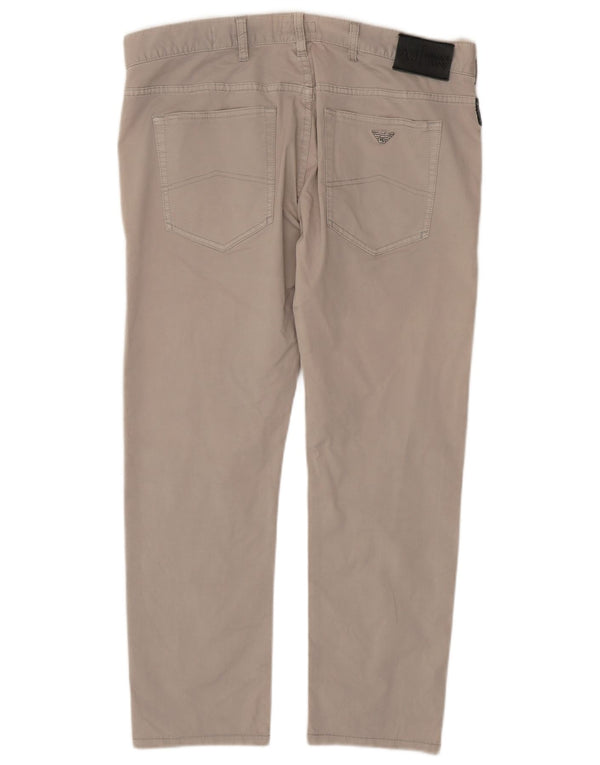 Armani Mens Slim Fit Calça Casual W36 L28 Algodão Bege